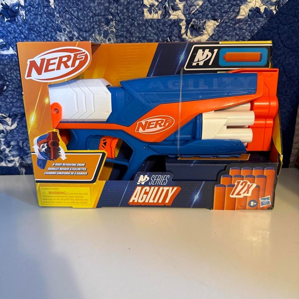 Hasbro Nerf N-Series Agility Blaster N1 Darts 6-Dart Revolving Drum Blue Orange